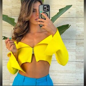 BASIC KNIT OFF-THE-SHOULDER CHAQUETA